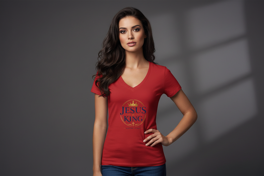 Jesus Is King — Women's V-Neck Tee