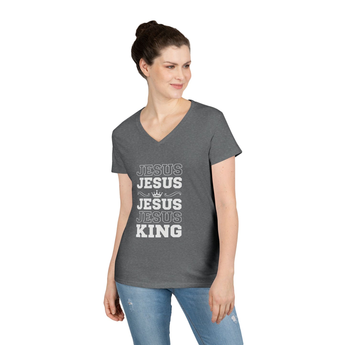 Echo His Name – V-Neck Ladies Tee