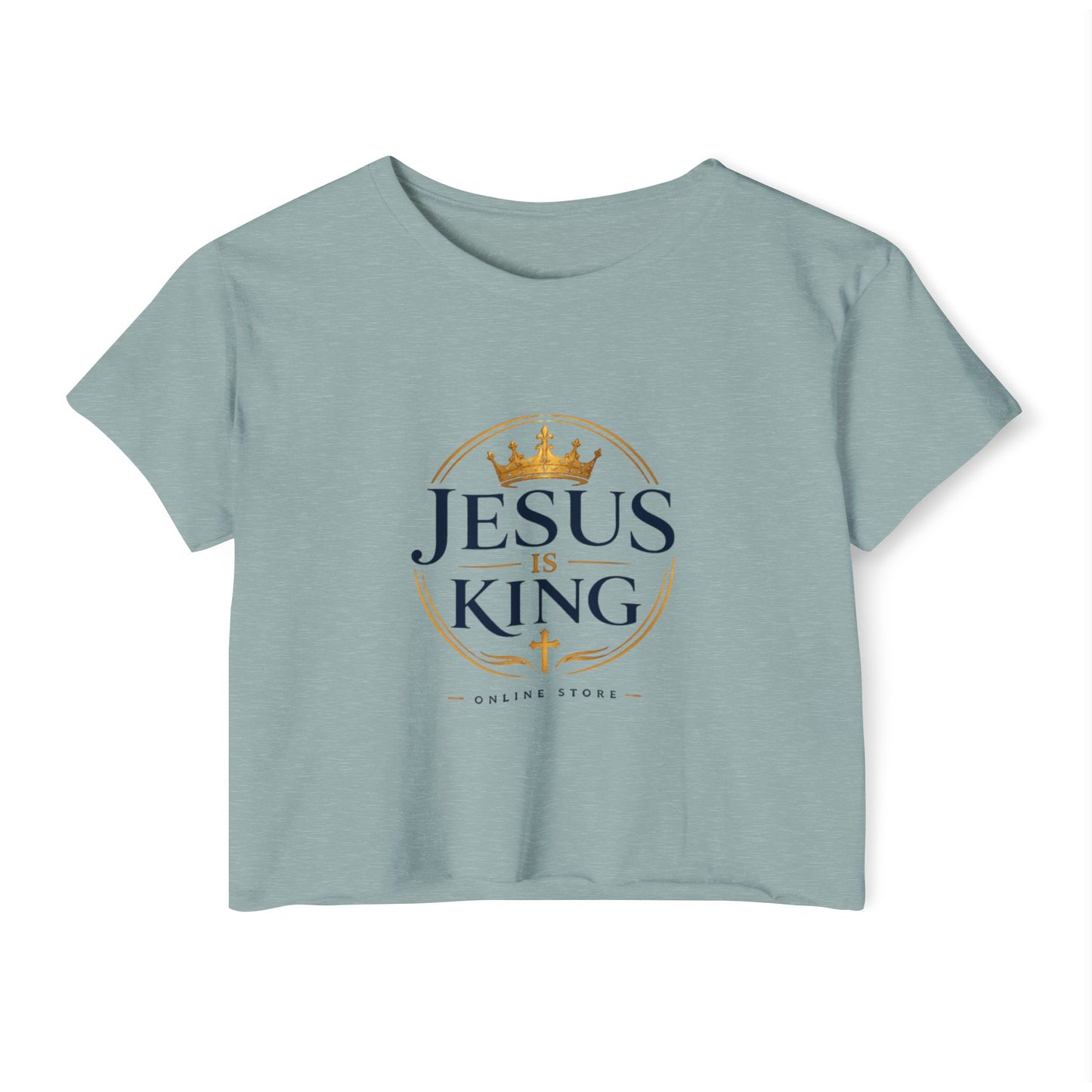 Jesus Is King Tee —  Royal Crest Crop Top