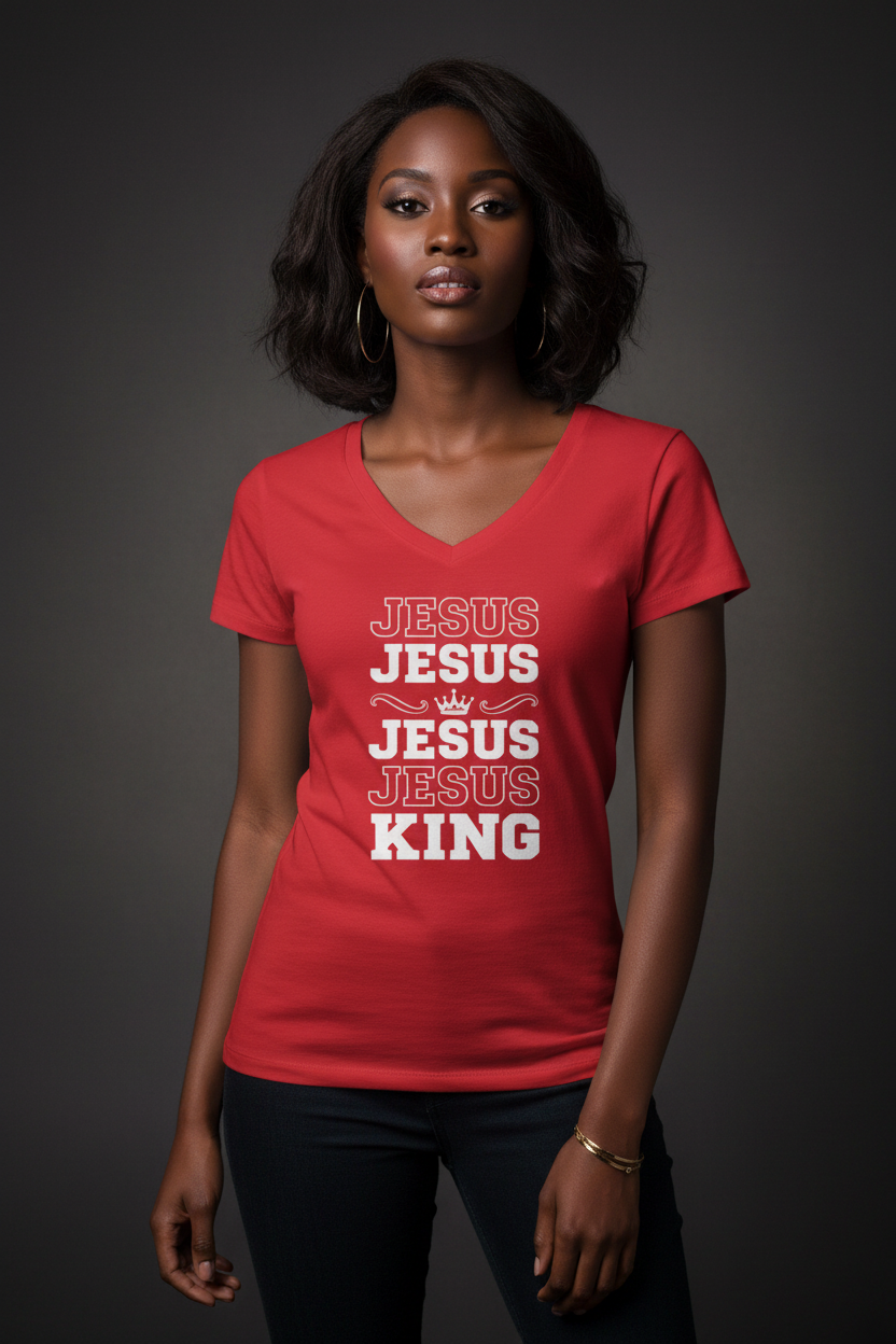 Echo His Name – V-Neck Ladies Tee