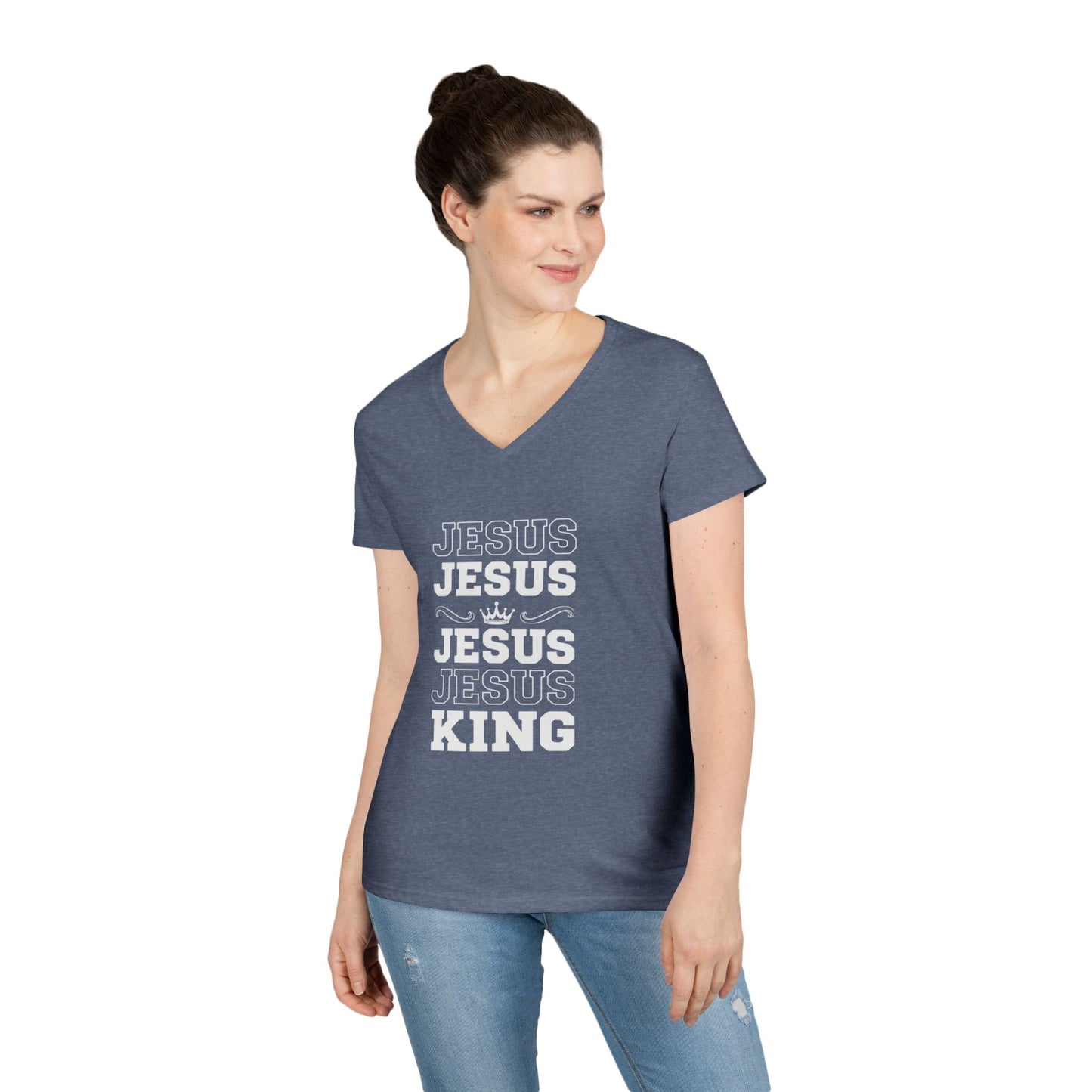 Echo His Name – V-Neck Ladies Tee