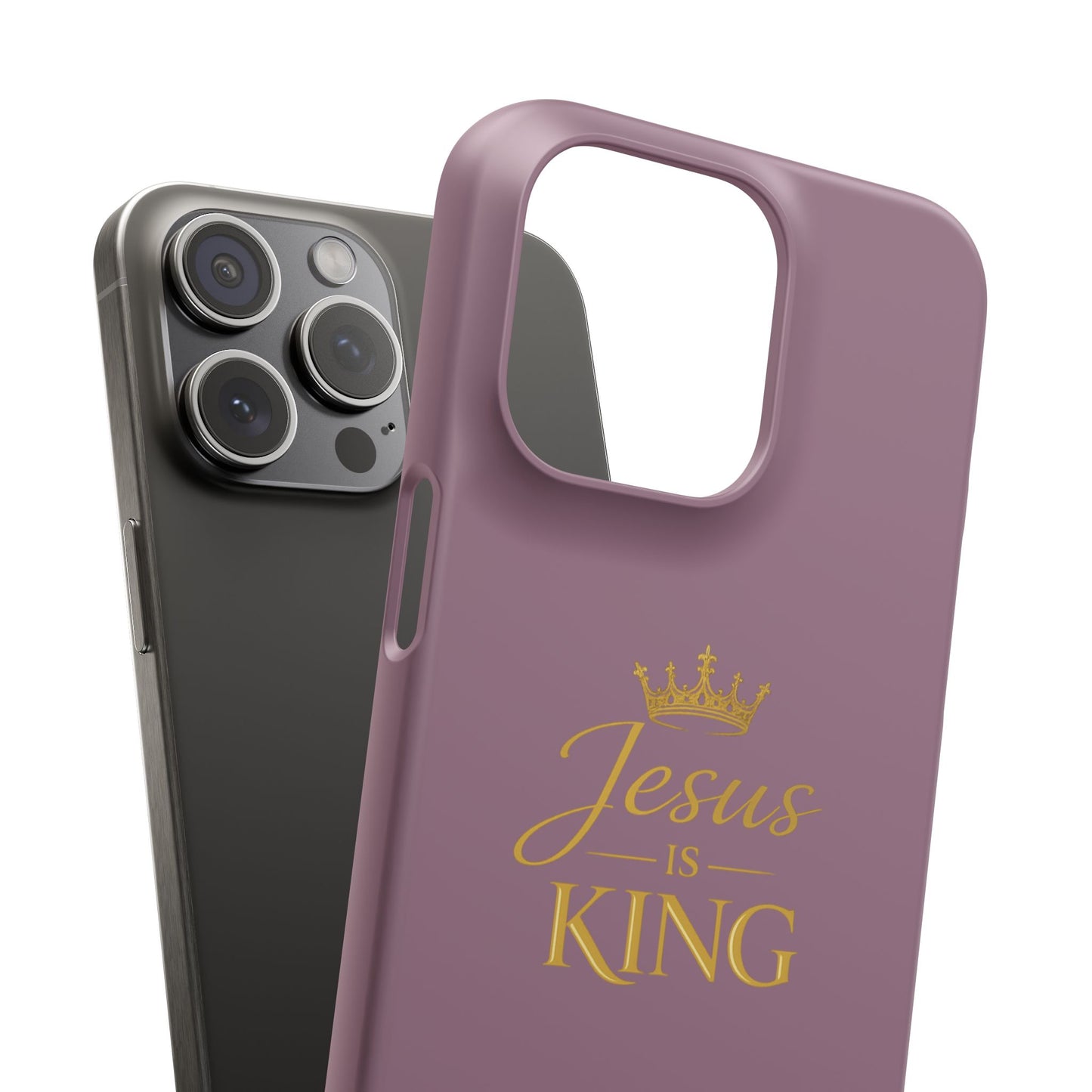 Jesus Is King — Pink  Phone Case with Gold Crown