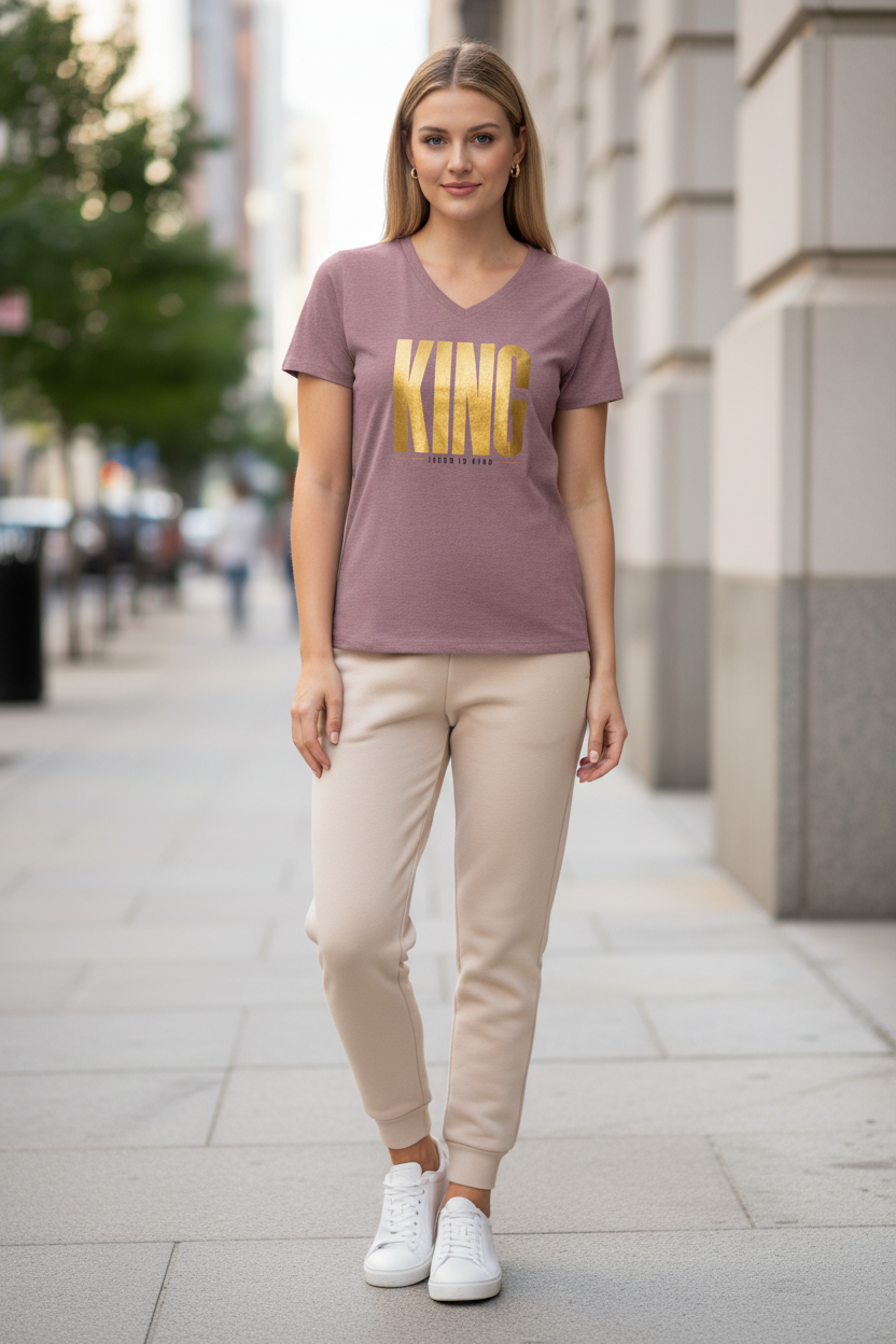 KING Gold V-Neck —Women's Tee