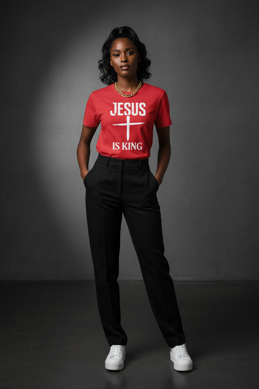 Cross Mark “Jesus Is King” —  Unisex Tee