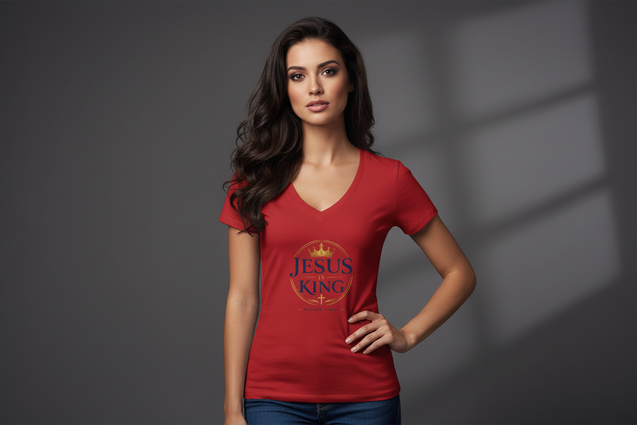 Jesus Is King  — Women's V-Neck Tee