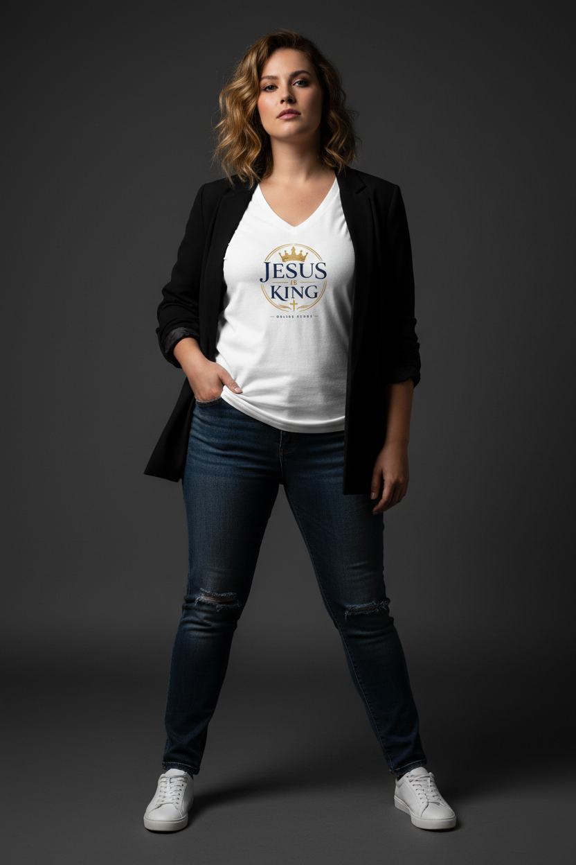 Jesus Is King  — Women's V-Neck Tee