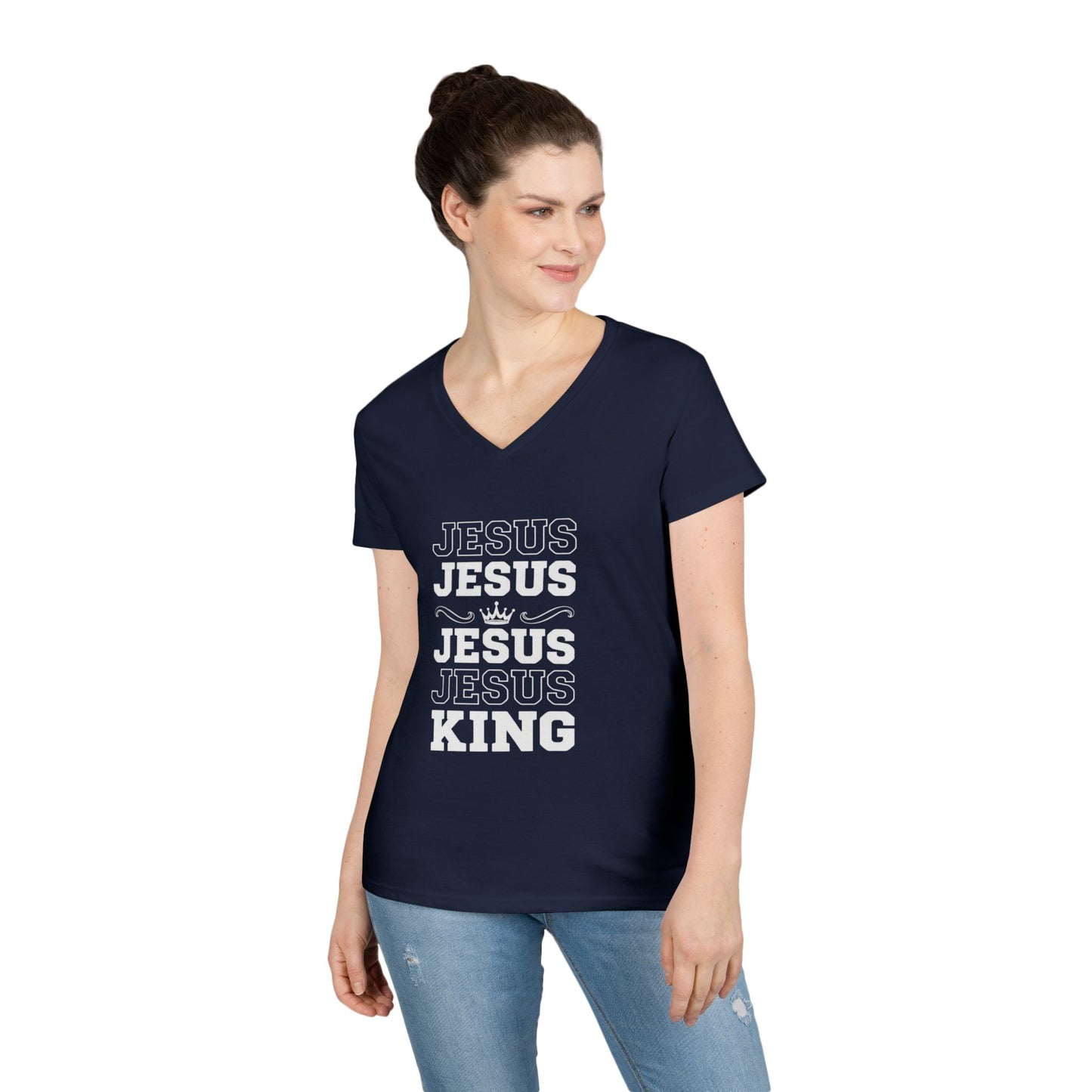 Echo His Name – V-Neck Ladies Tee