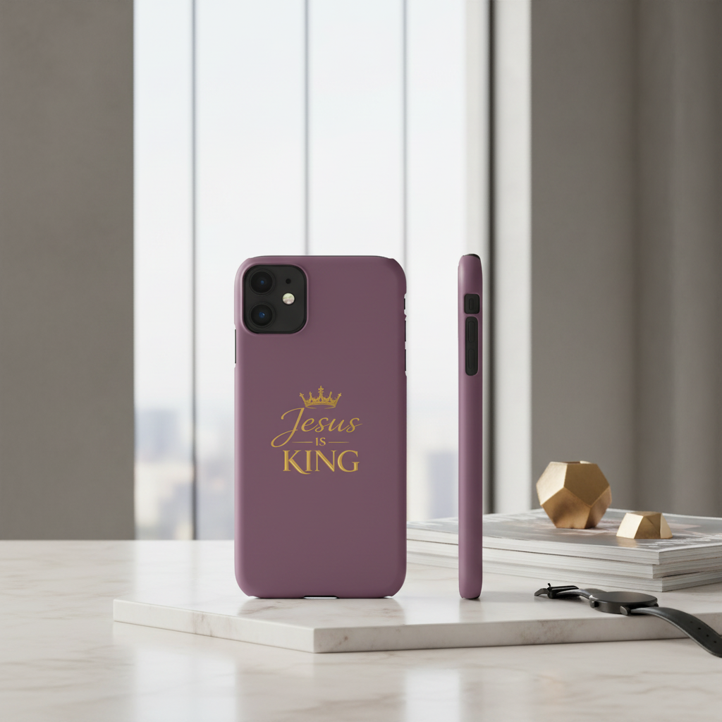 Jesus Is King — Pink  Phone Case with Gold Crown