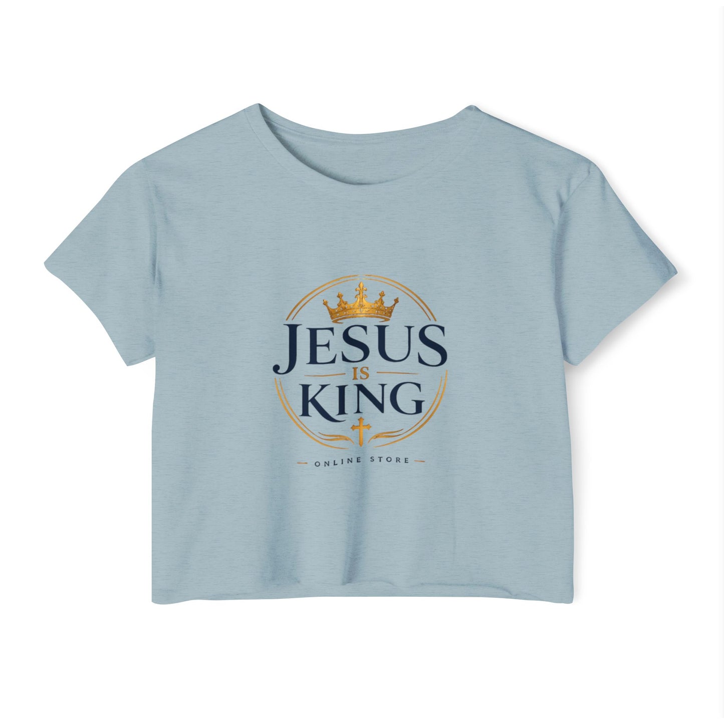 Jesus Is King Tee —  Royal Crest Crop Top