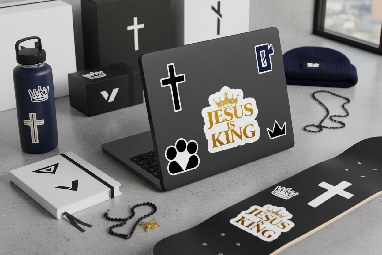 Jesus Is King— Gold Crown Sticker