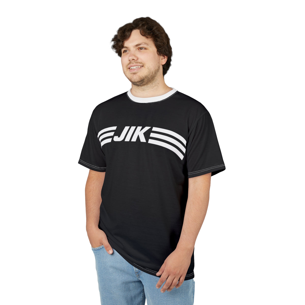 JIK Striped Logo—  Men's Retro black Tee