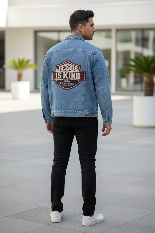 JIK Men's  Denim Jacket-Back Print