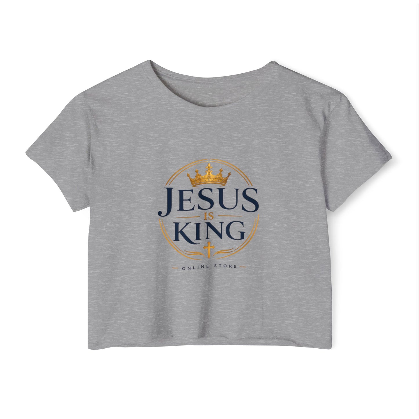 Jesus Is King Tee —  Royal Crest Crop Top