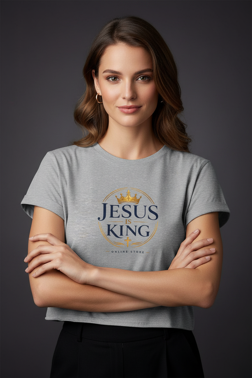Jesus Is King Tee —  Royal Crest Crop Top