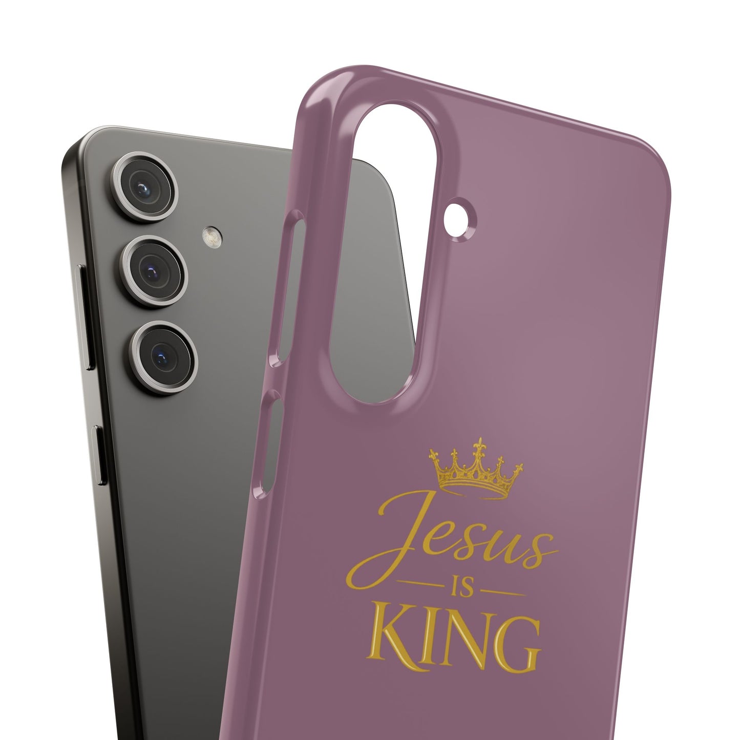 Jesus Is King — Pink  Phone Case with Gold Crown