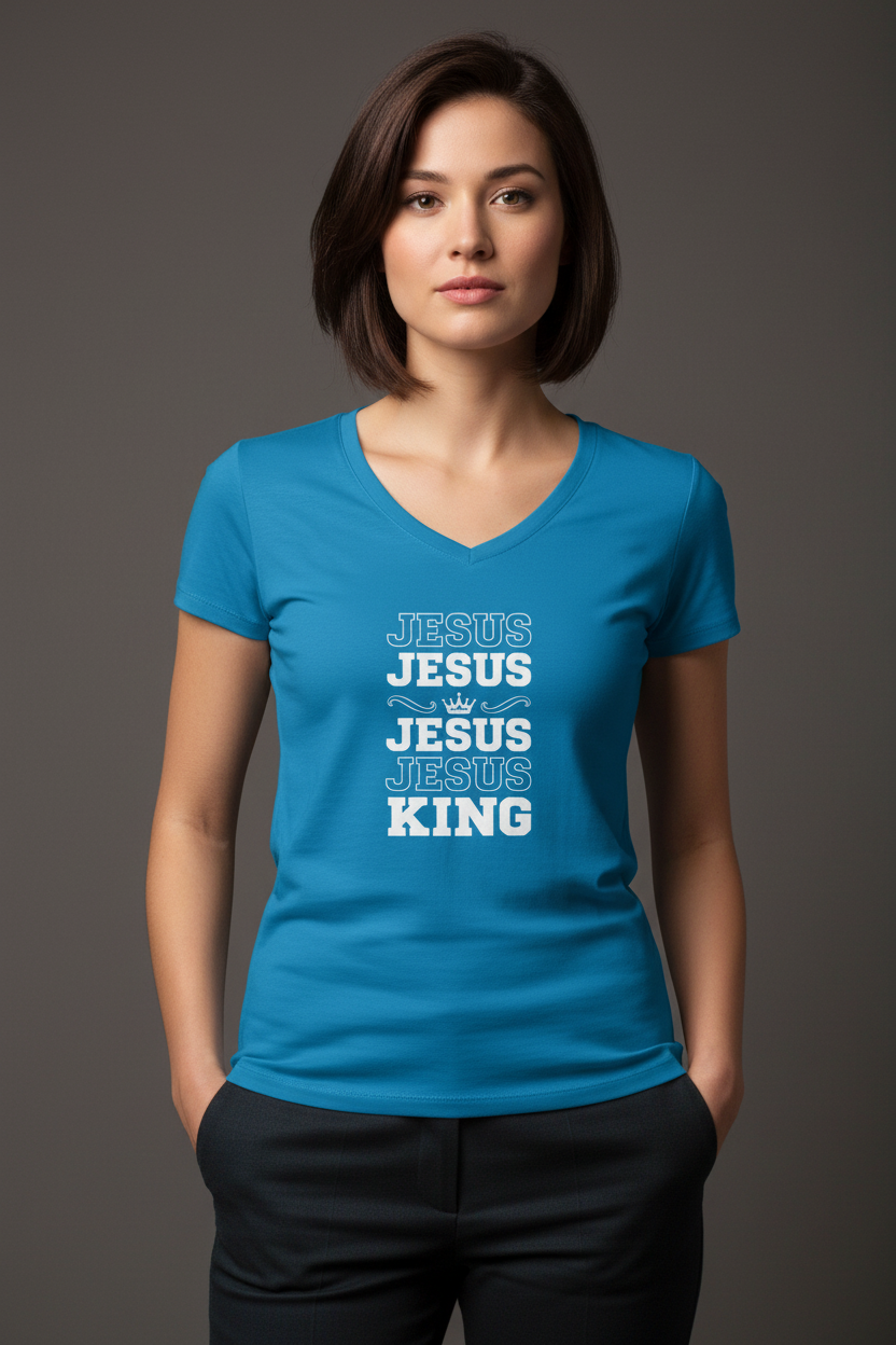 Echo His Name – V-Neck Ladies Tee