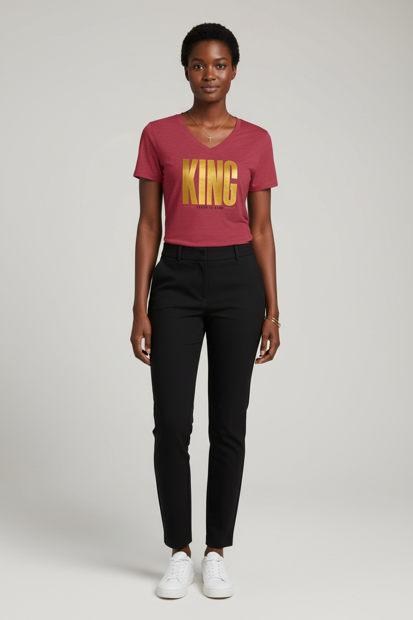 KING Gold V-Neck —Women's Tee