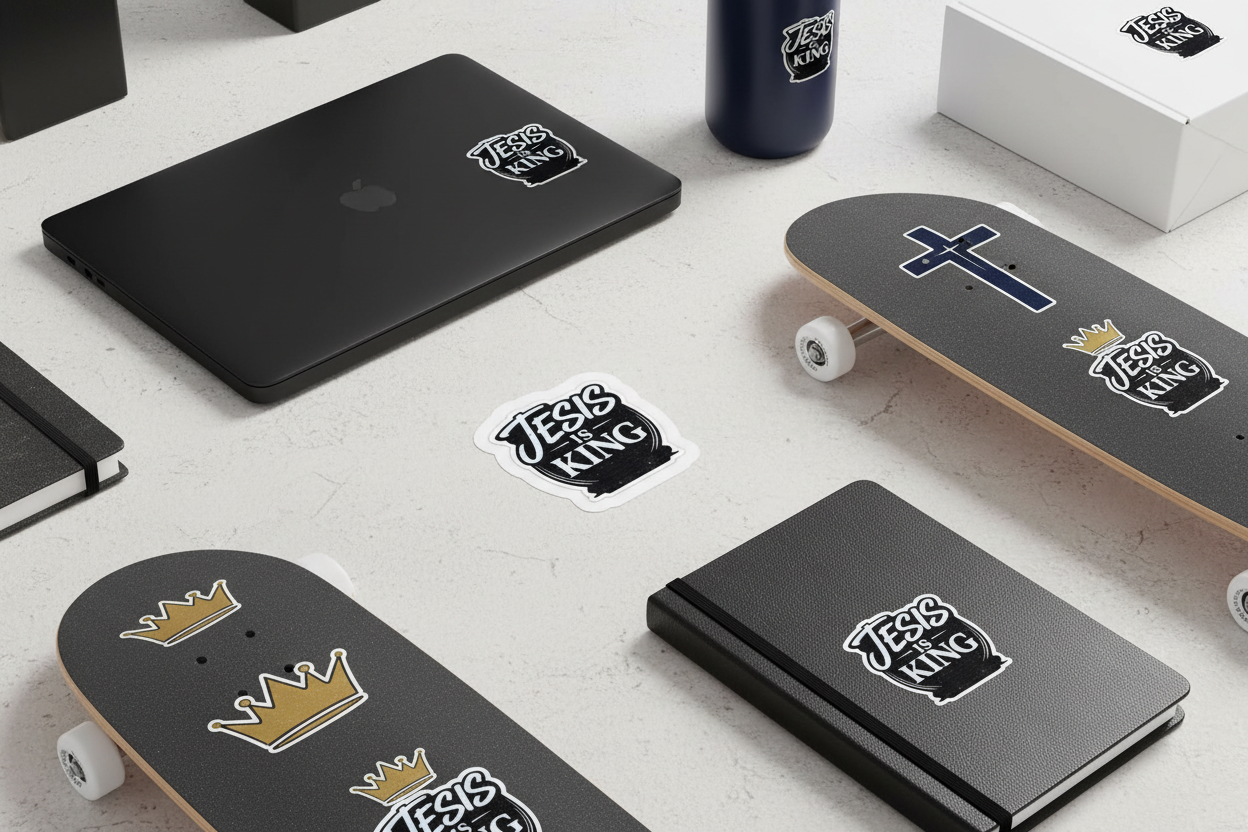 Jesus Is King — Cut Sticker Black Script