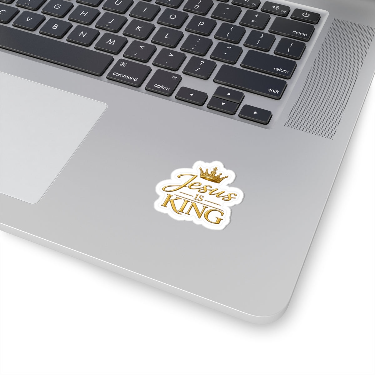 Jesus Is King Kiss — Gold Crown faith decal
