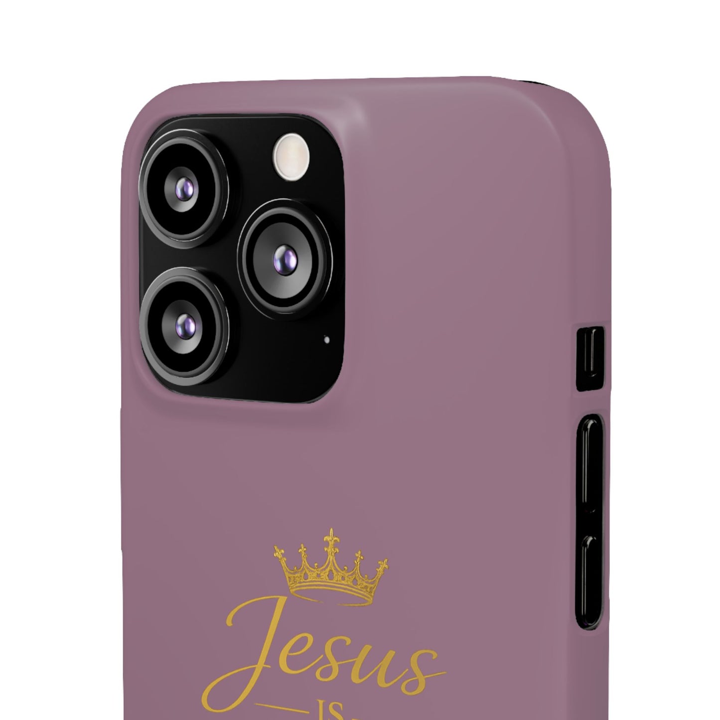 Jesus Is King — Pink  Phone Case with Gold Crown