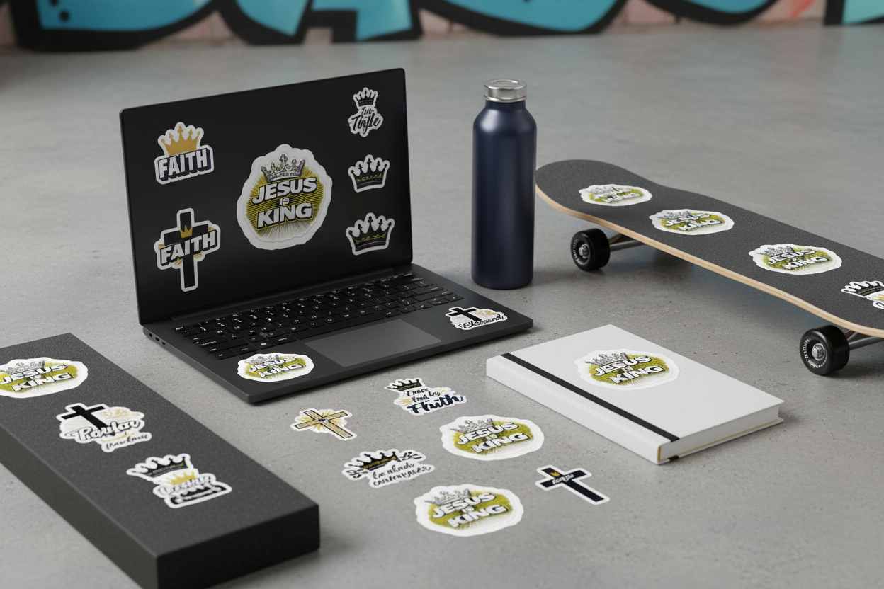 Jesus Is King Kiss — Cut Sticker Crown Decal