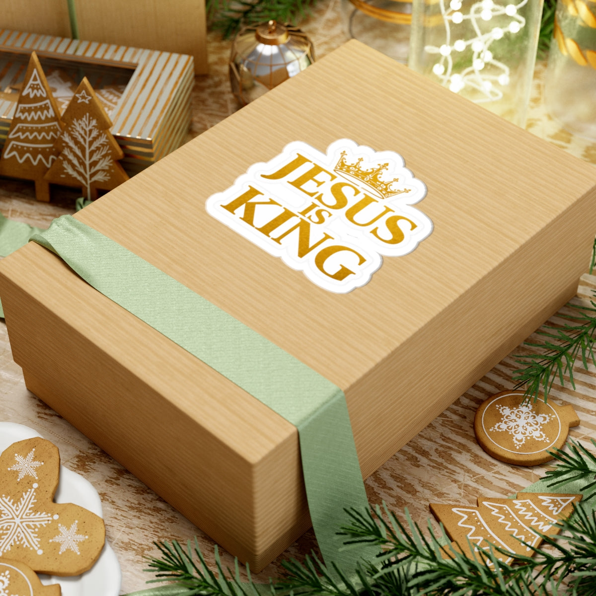 Jesus Is King— Gold Crown Sticker
