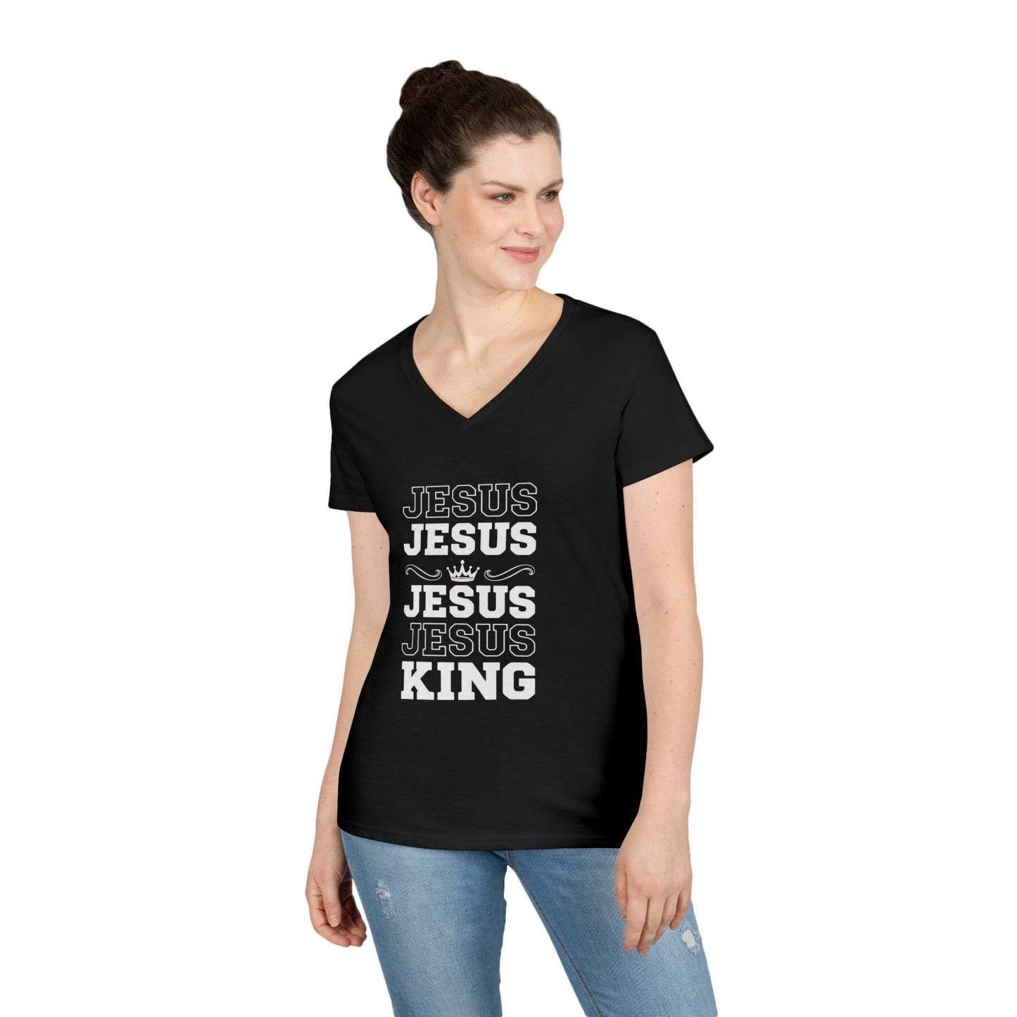 Echo His Name – V-Neck Ladies Tee