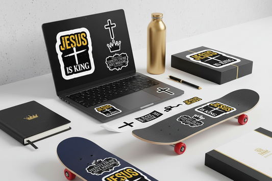 Jesus Is King Sticker — cross decal