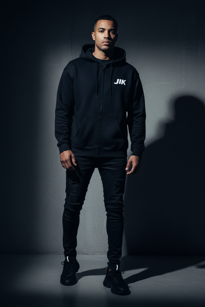 Youth Zip Hoodie — "Jesus Is King" Vertical Cross Design