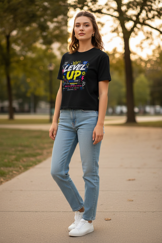 JIK Level Up Retro Boxy Tee
