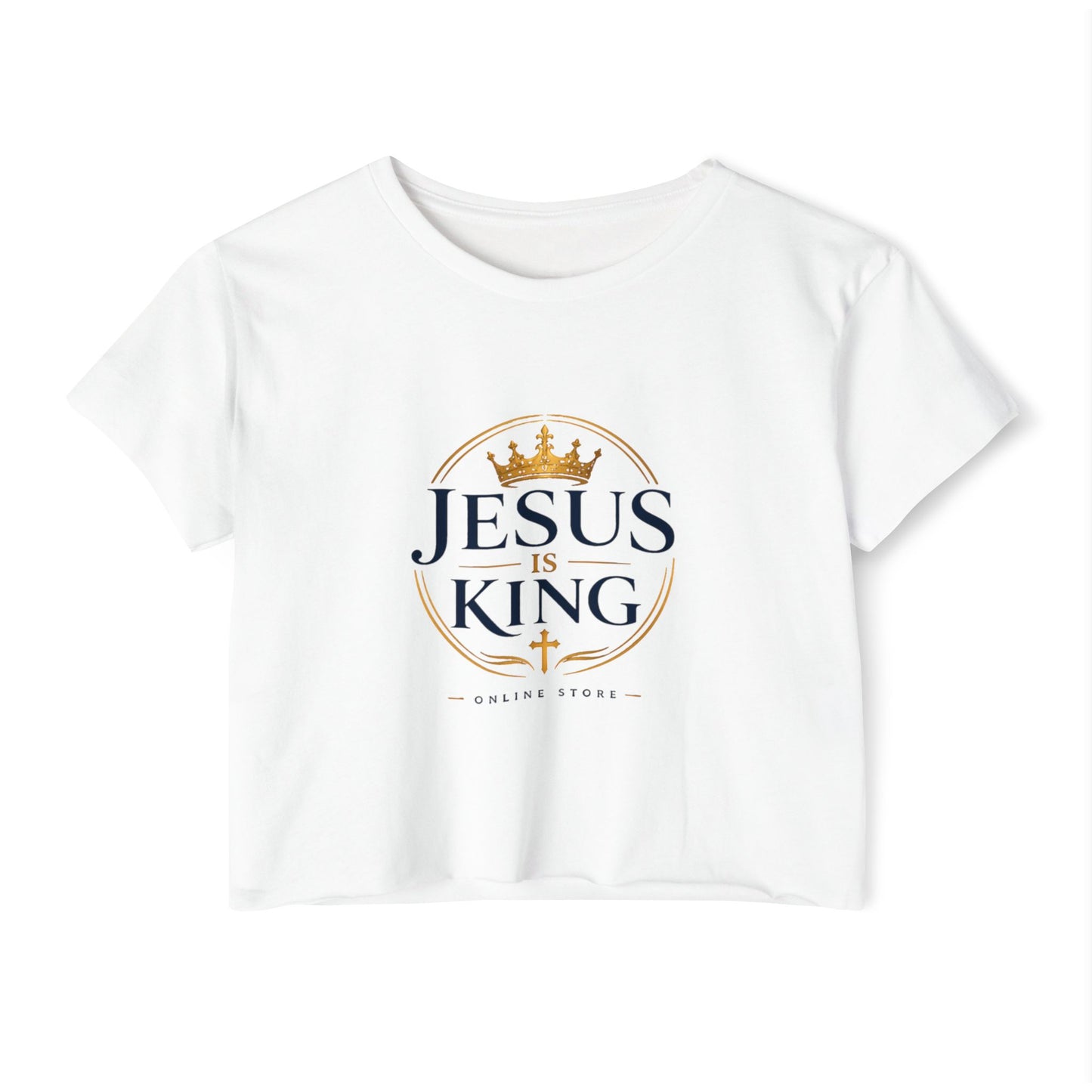 Jesus Is King Tee —  Royal Crest Crop Top