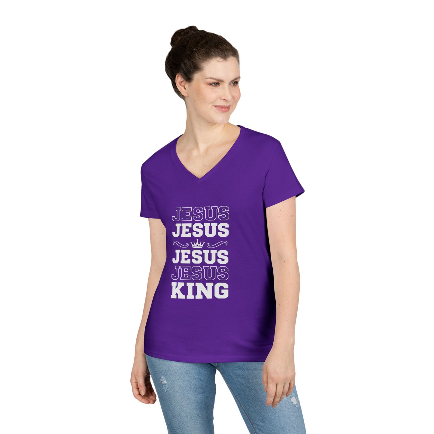 Echo His Name – V-Neck Ladies Tee