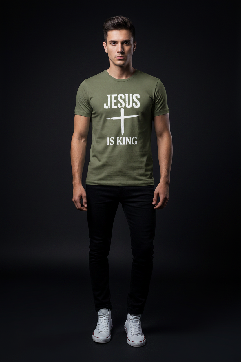 Cross Mark “Jesus Is King” —  Unisex Tee