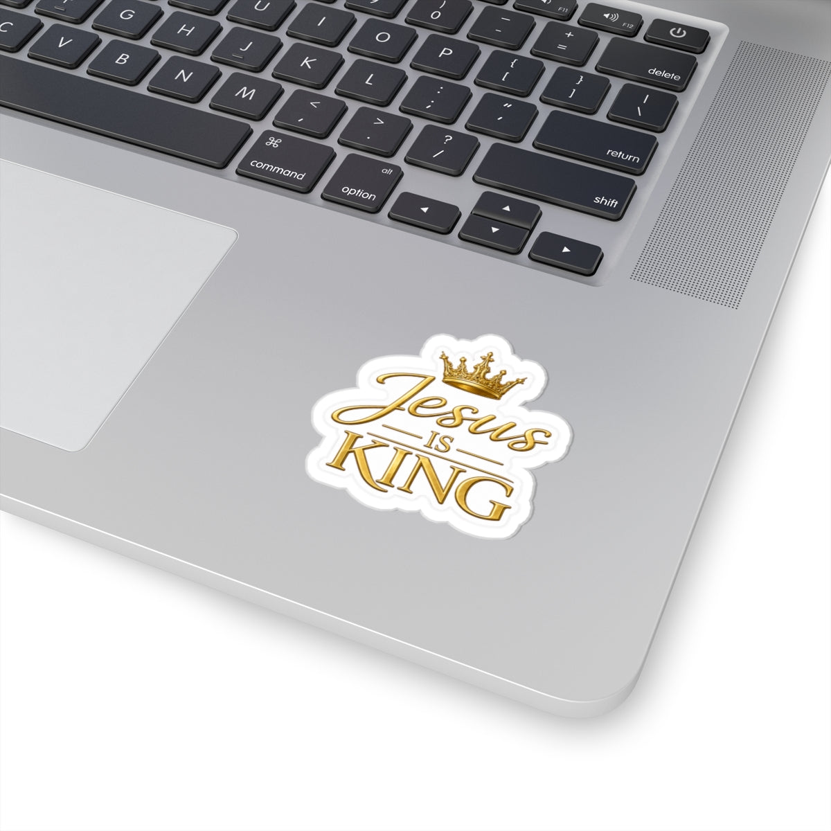 Jesus Is King Kiss — Gold Crown faith decal