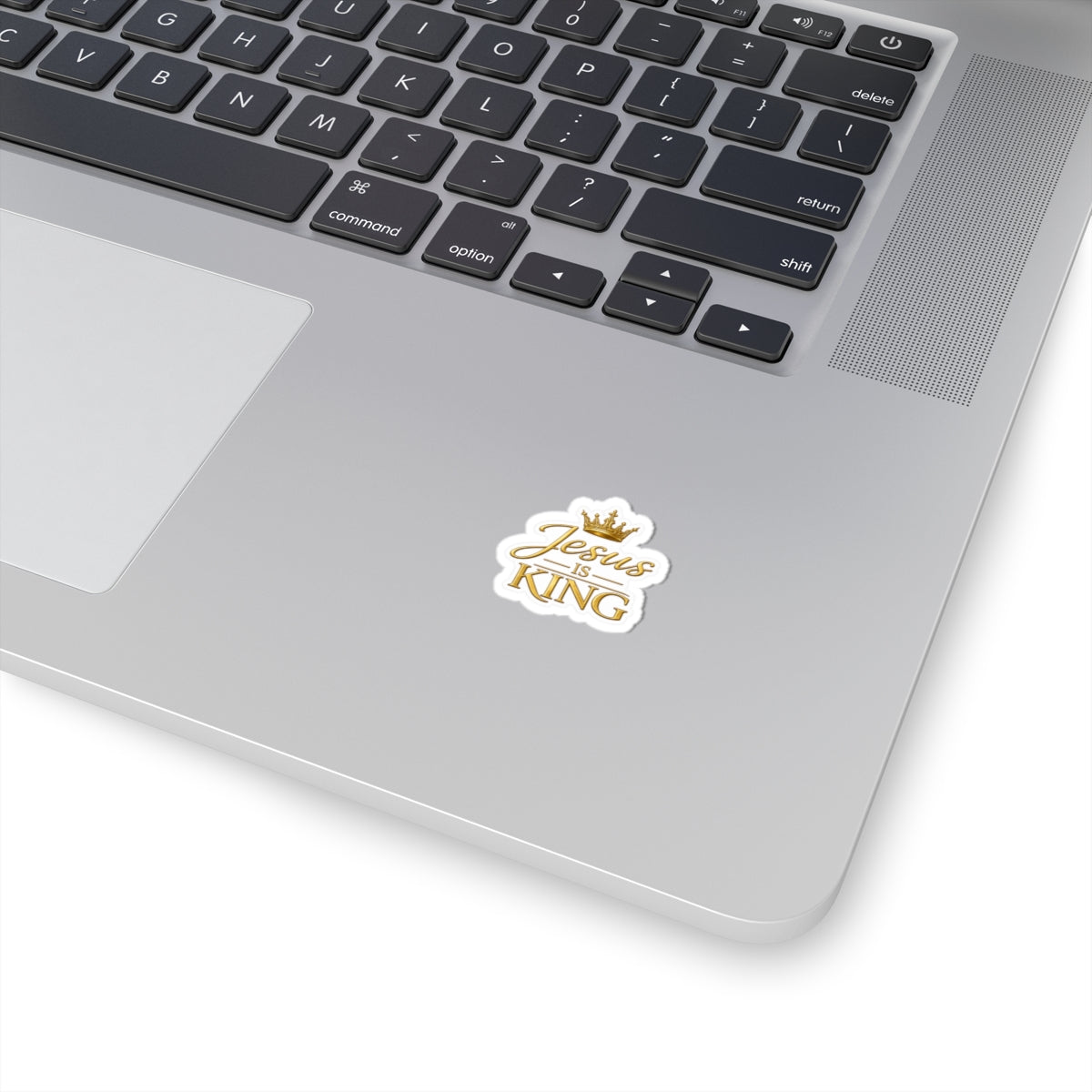 Jesus Is King Kiss — Gold Crown faith decal