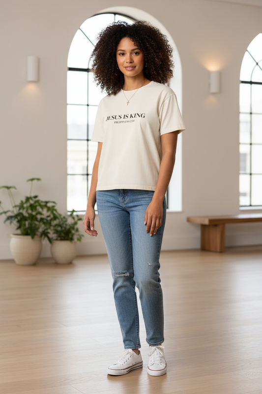 JIK Women's Minimalist Script Boxy Tee