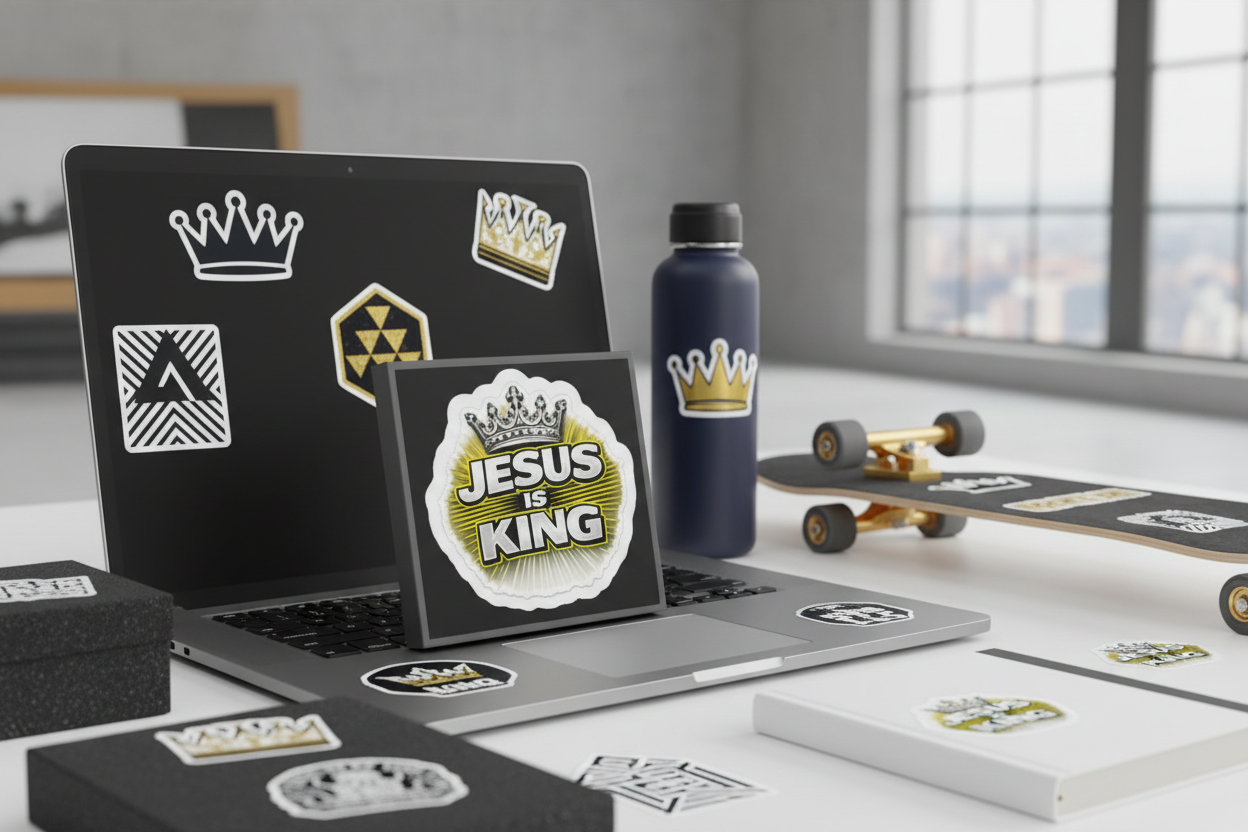 Jesus Is King Kiss — Cut Sticker Crown Decal