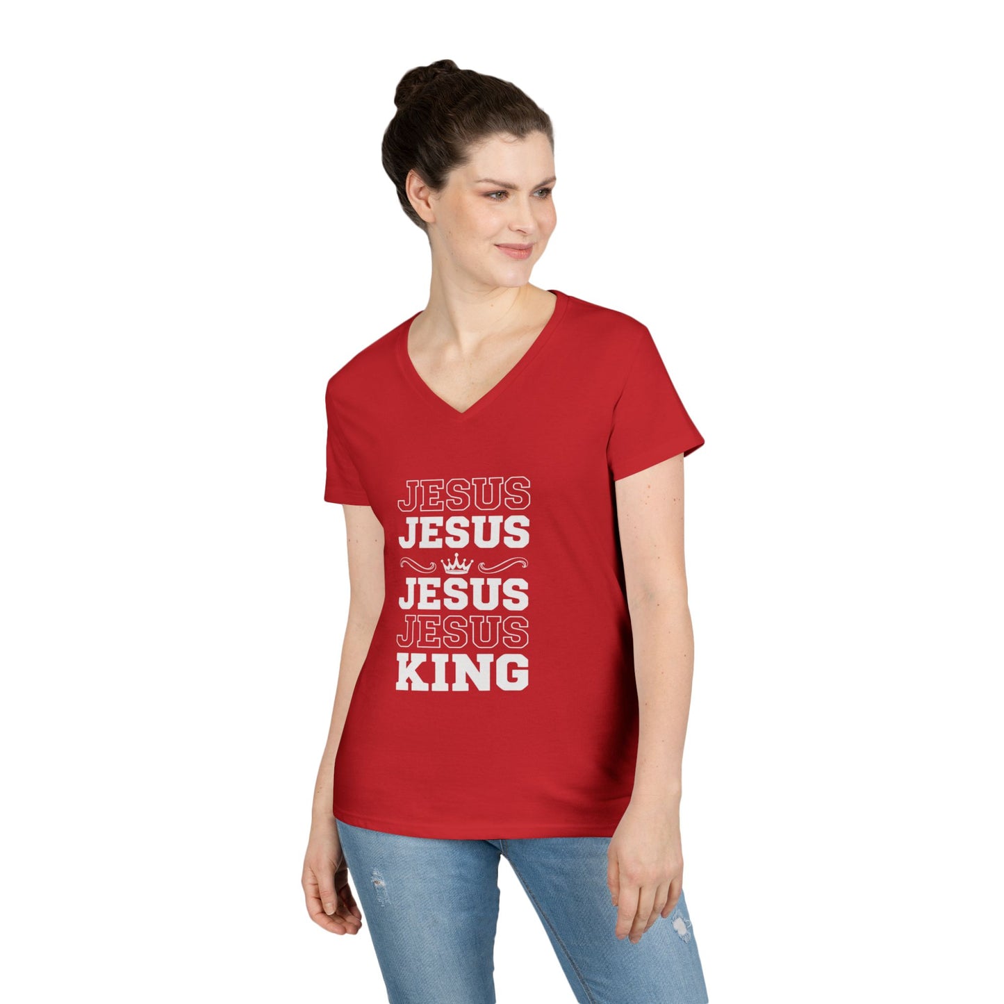 Echo His Name – V-Neck Ladies Tee