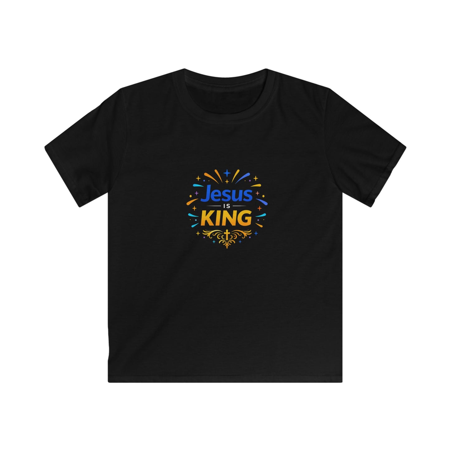 Kids Tee — "Jesus Is King" Colorful Tee