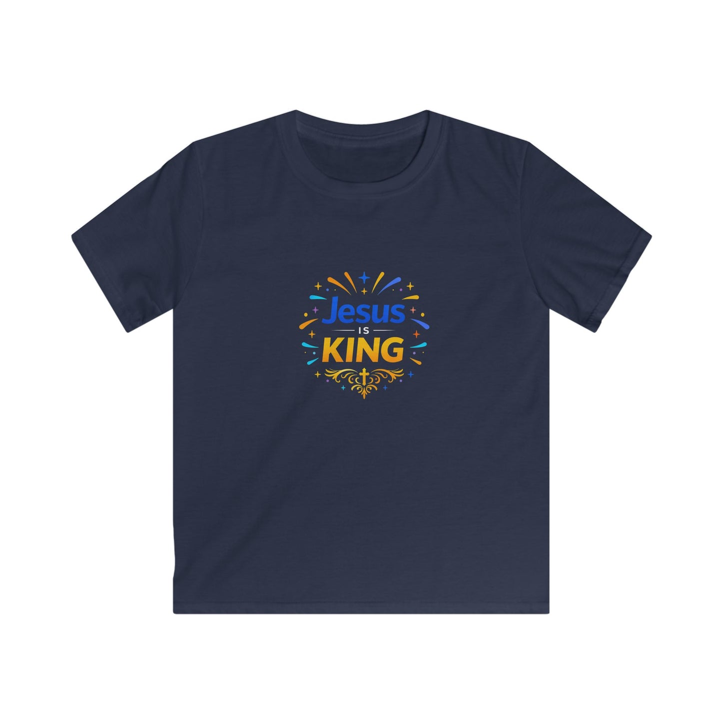 Kids Tee — "Jesus Is King" Colorful Tee