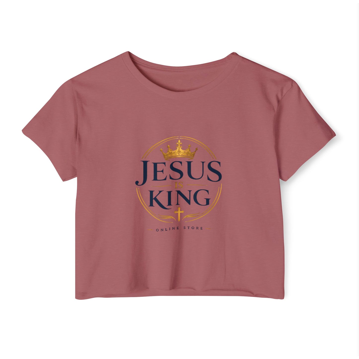 Jesus Is King Tee —  Royal Crest Crop Top