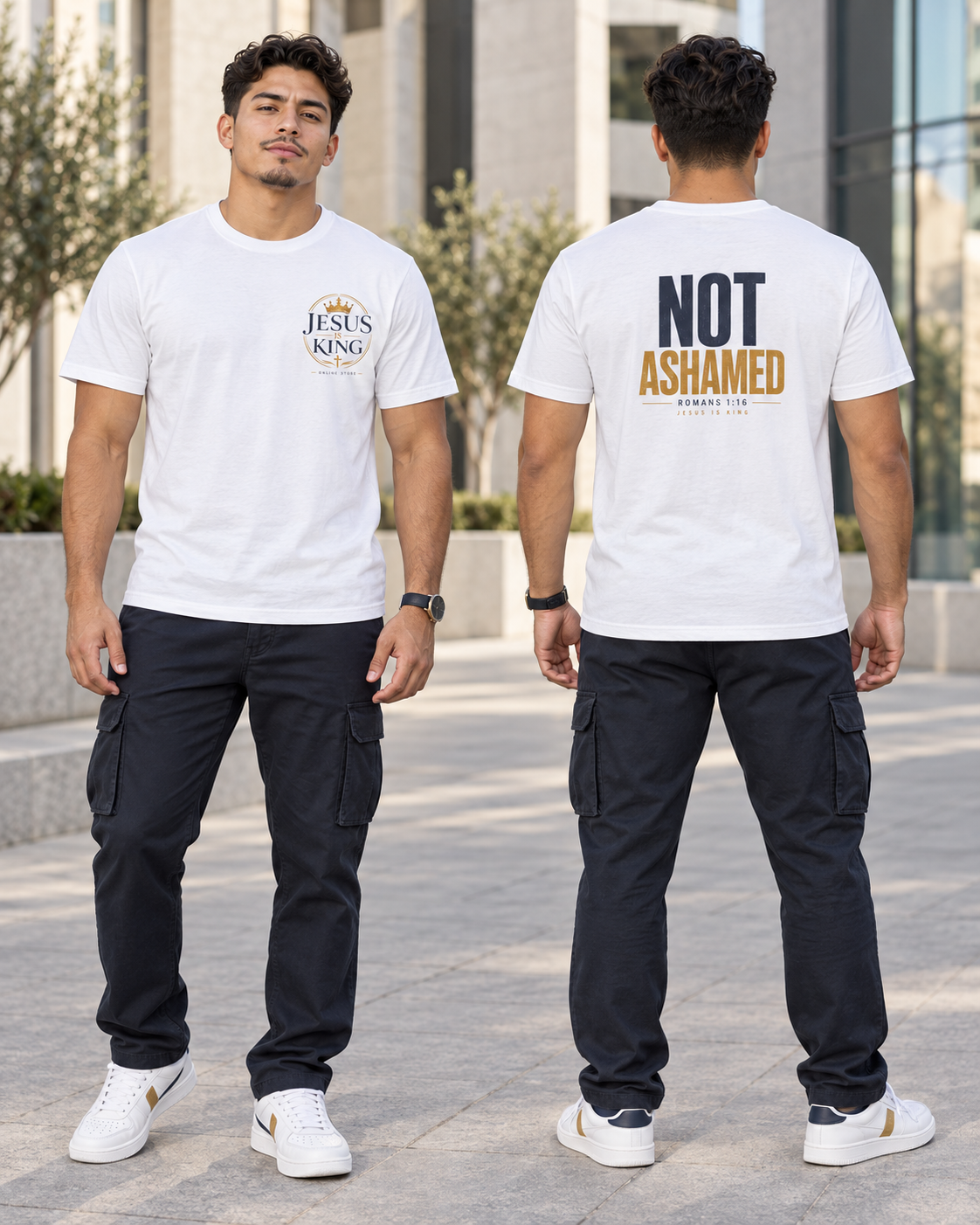 JIK White Tee- "Not Ashamed" Back